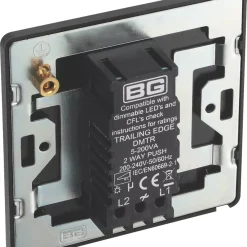British General Evolve 1-Gang 2-Way LED Trailing Edge Single Push Dimmer Switch With Rotary Control Blue With Black Inserts -British General Shop 149PY A4