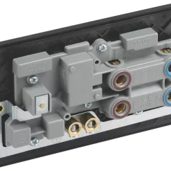 British General Evolve 45A 2-Gang 2-Pole Cooker Switch & 13A DP Switched Socket Grey With LED With Black Inserts -British General Shop 151PX A4