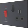 British General Evolve 45A 2-Gang 2-Pole Cooker Switch & 13A DP Switched Socket Grey With LED With Black Inserts 1 British General Evolve 45A 2-Gang 2-Pole Cooker Switch & 13A DP Switched Socket Grey With LED With Black Inserts -British General Shop 151PX P