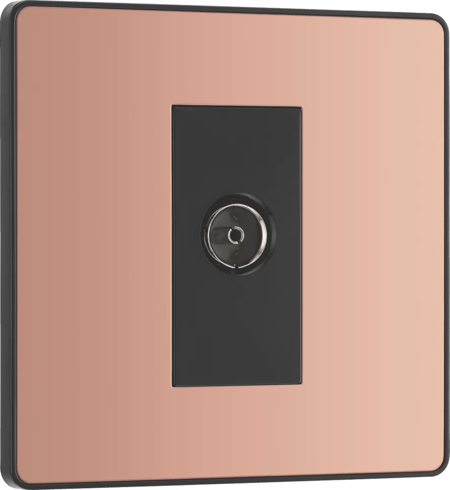 British General Evolve 1-Gang Coaxial TV / FM Socket Copper With Black Inserts 4 British General Evolve 1-Gang Coaxial TV / FM Socket Copper With Black Inserts - Image 2