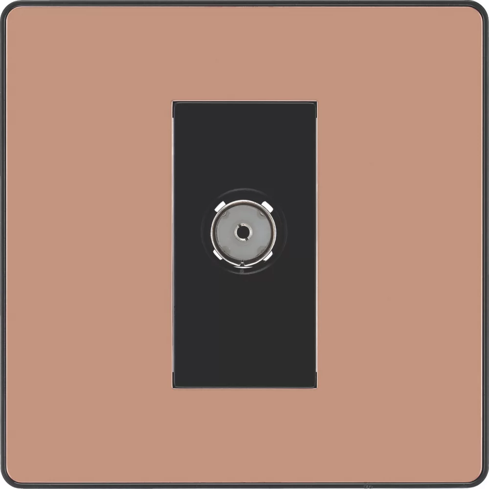 British General Evolve 1-Gang Coaxial TV / FM Socket Copper With Black Inserts 5 British General Evolve 1-Gang Coaxial TV / FM Socket Copper With Black Inserts - Image 3