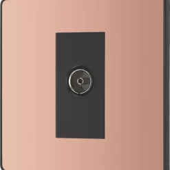 British General Evolve 1-Gang Coaxial TV / FM Socket Copper With Black Inserts 12 British General Evolve 1-Gang Coaxial TV / FM Socket Copper With Black Inserts -British General Shop 155RF A3