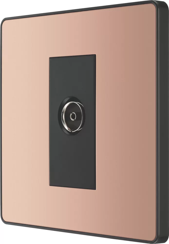 British General Evolve 1-Gang Coaxial TV / FM Socket Copper With Black Inserts 3 British General Evolve 1-Gang Coaxial TV / FM Socket Copper With Black Inserts