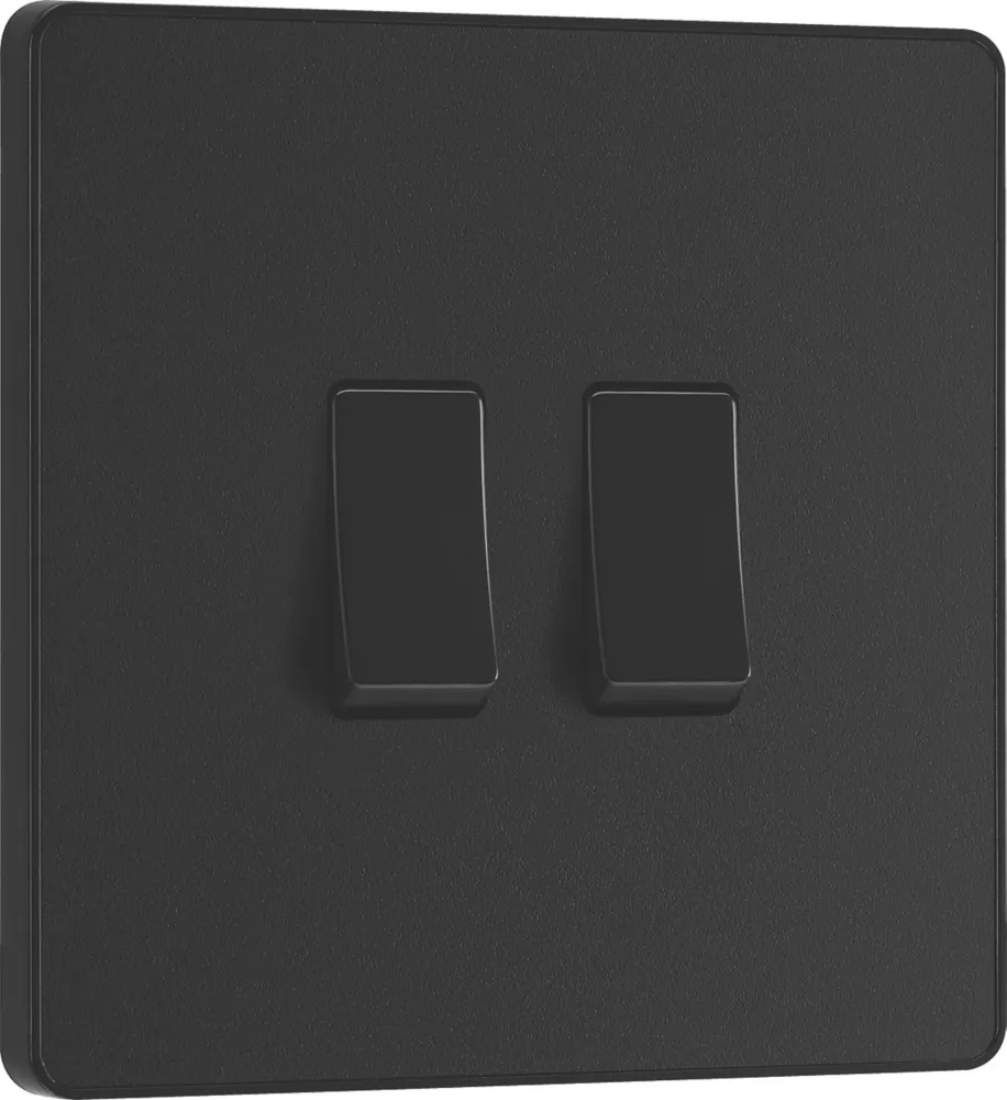British General Evolve 20 A 16AX 2-Gang 2-Way Light Switch Matt Black With Black Inserts 4 British General Evolve 20 A 16AX 2-Gang 2-Way Light Switch Matt Black With Black Inserts - Image 2
