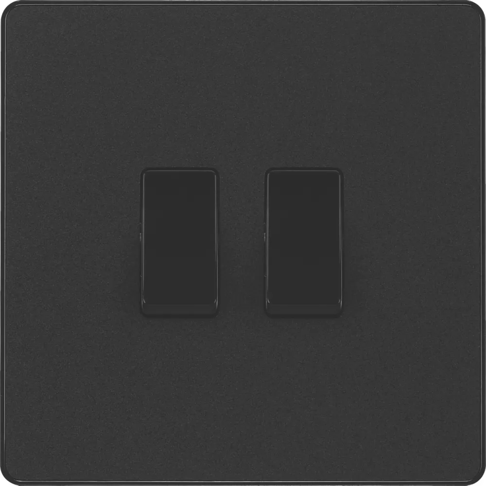 British General Evolve 20 A 16AX 2-Gang 2-Way Light Switch Matt Black With Black Inserts 5 British General Evolve 20 A 16AX 2-Gang 2-Way Light Switch Matt Black With Black Inserts - Image 3
