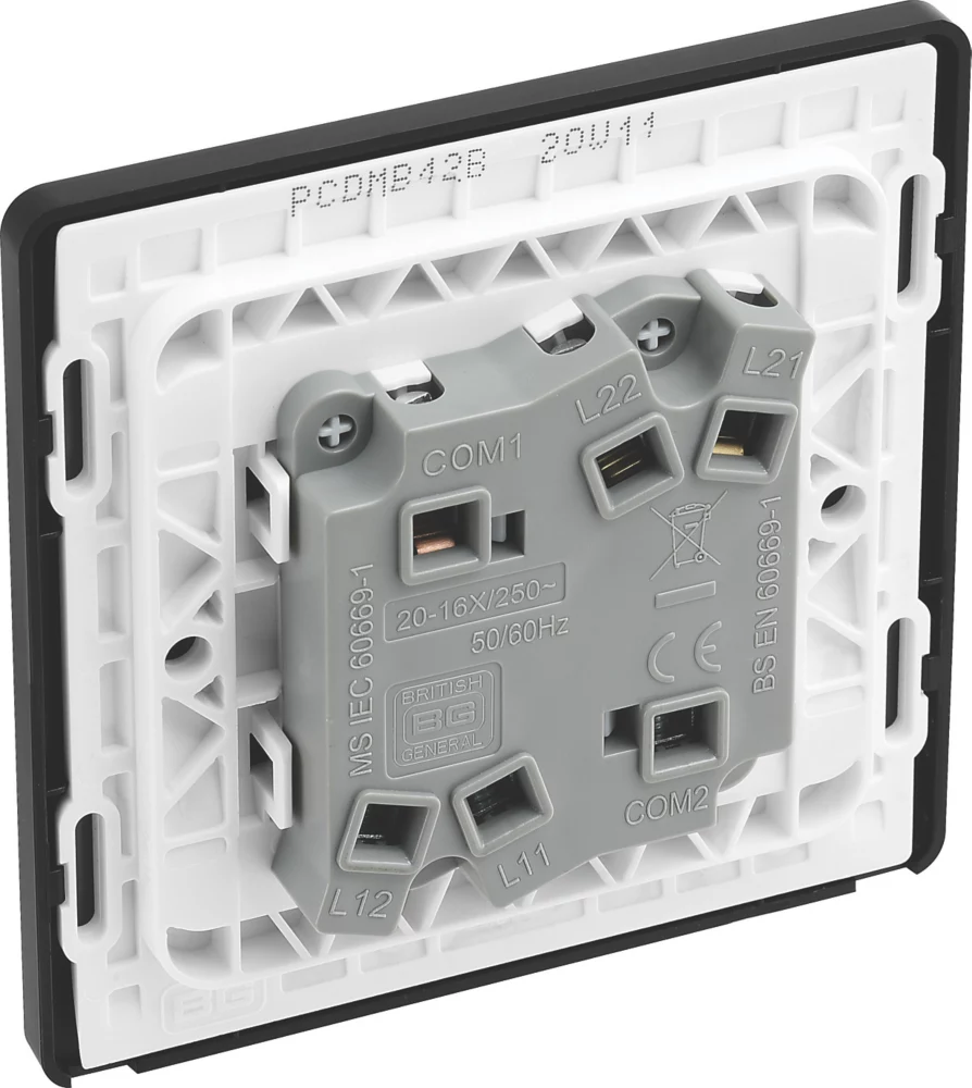 British General Evolve 20 A 16AX 2-Gang 2-Way Light Switch Matt Black With Black Inserts 7 British General Evolve 20 A 16AX 2-Gang 2-Way Light Switch Matt Black With Black Inserts - Image 5