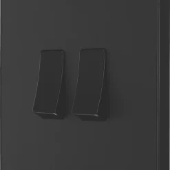 British General Shop 22 British General Evolve 20 A 16AX 2-Gang 2-Way Light Switch Matt Black With Black Inserts