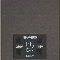 Knightsbridge SF8900SB 2-Gang Dual Voltage Shaver Socket 115 V / 230V Smoked Bronze With Black Inserts