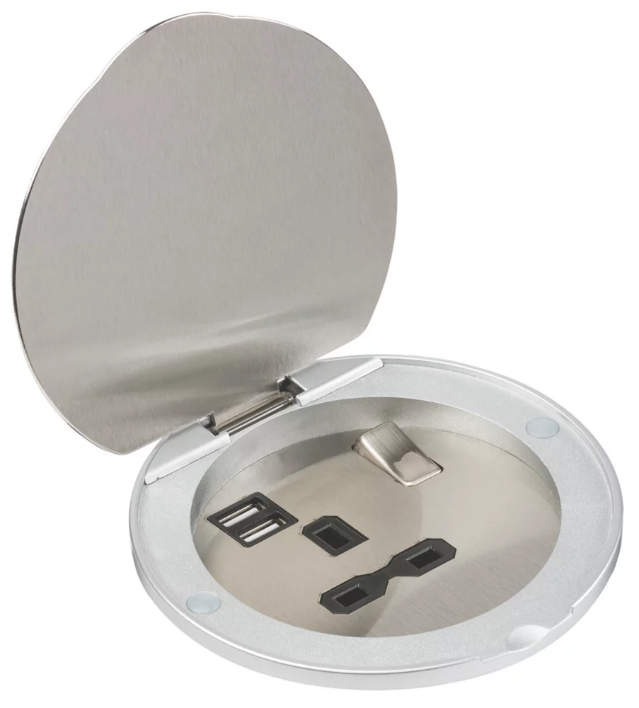 Knightsbridge SKR003A 13A 1-Gang SP Switched USB Socket + 2.4A 2-Outlet Type A USB Charger Stainless Steel 3 Knightsbridge SKR003A 13A 1-Gang SP Switched USB Socket + 2.4A 2-Outlet Type A USB Charger Stainless Steel