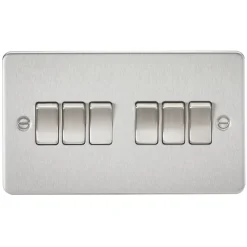 Knightsbridge FP4200BC 10AX 6-Gang 2-Way Light Switch Brushed Chrome