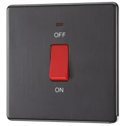 LAP 45A 1-Gang DP Cooker Switch Slate Grey With LED