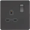 Knightsbridge SFR7000MBB 13A 1-Gang DP Switched Single Socket Matt Black With Black Inserts -British General Shop 165VF P