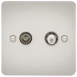 Knightsbridge FP0140PL 2-Gang Isolated Coaxial TV & F-Type Satellite Socket Pearl