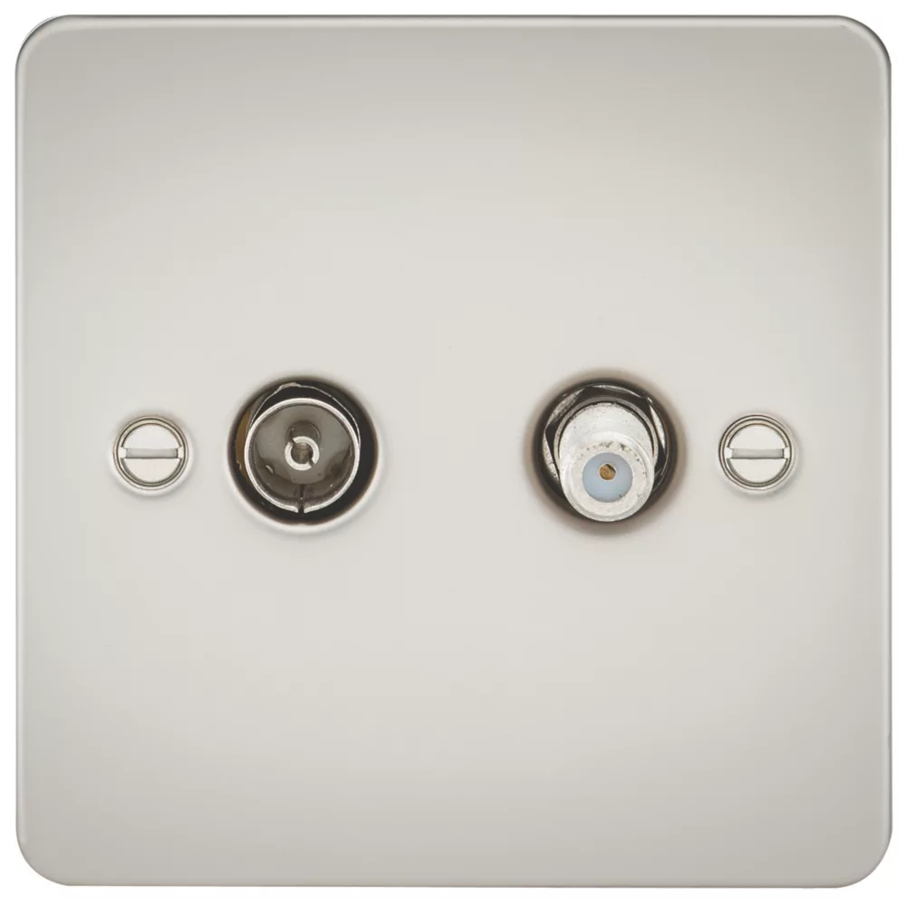 Knightsbridge FP0140PL 2-Gang Isolated Coaxial TV & F-Type Satellite Socket Pearl 3 Knightsbridge FP0140PL 2-Gang Isolated Coaxial TV & F-Type Satellite Socket Pearl