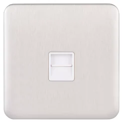 Schneider Electric Lisse Deco Master Telephone Socket Brushed Stainless Steel With White Inserts -British General Shop 169FF A1