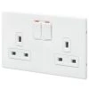 MK Aspect 13A 2-Gang DP Switched Plug Socket White With Colour-Matched Inserts -British General Shop 170FF P