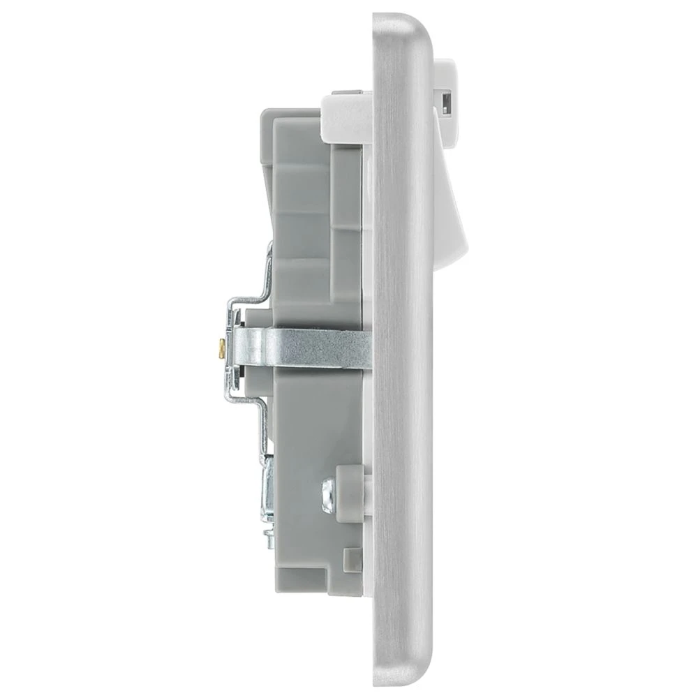 LAP 13A 2-Gang SP Switched Wi-Fi Extender + 2.1A 1-Outlet Type A USB Charger Brushed Steel With White Inserts 7 LAP 13A 2-Gang SP Switched Wi-Fi Extender + 2.1A 1-Outlet Type A USB Charger Brushed Steel With White Inserts - Image 5