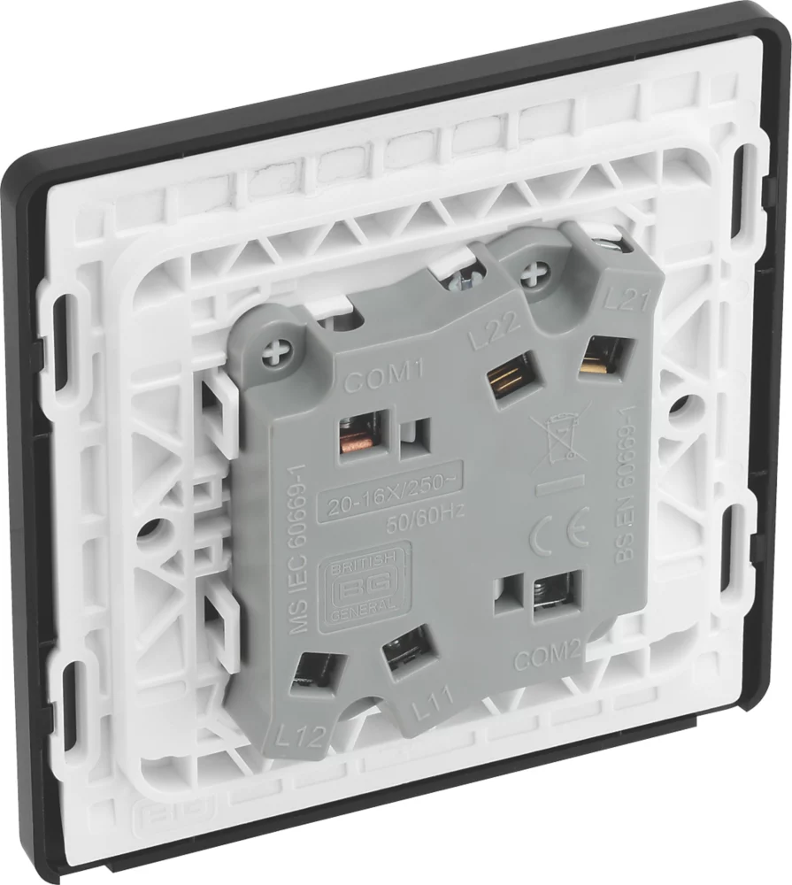 British General Evolve 20 A 16AX 2-Gang 2-Way Wide Rocker Light Switch Black With Black Inserts 7 British General Evolve 20 A 16AX 2-Gang 2-Way Wide Rocker Light Switch Black With Black Inserts - Image 5