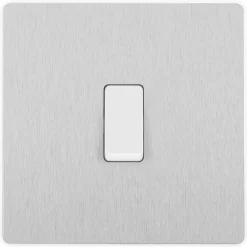 British General Evolve 20A 16AX 1-Gang Intermediate Light Switch Brushed Steel With White Inserts -British General Shop 171PX A2