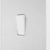 British General Evolve 20A 16AX 1-Gang Intermediate Light Switch Brushed Steel With White Inserts -British General Shop 171PX P