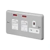 MK Contoura 45A 2-Gang DP Cooker Switch & 13A DP Switched Socket Grey With Neon With White Inserts -British General Shop 171RG P