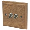 Varilight 10AX 2-Gang 2-Way Toggle Switch Medium Oak 2 Varilight 10AX 2-Gang 2-Way Toggle Switch Medium Oak -British General Shop 1723H P