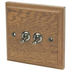 Varilight 10AX 2-Gang 2-Way Toggle Switch Medium Oak