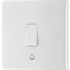 British General 800 Series 10A 1-Gang 1-Way Retractive Bell Push Switch White -British General Shop 172XF P