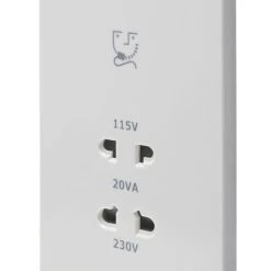 Crabtree Instinct 2-Gang Dual Voltage Shaver Socket 115 / 230V White