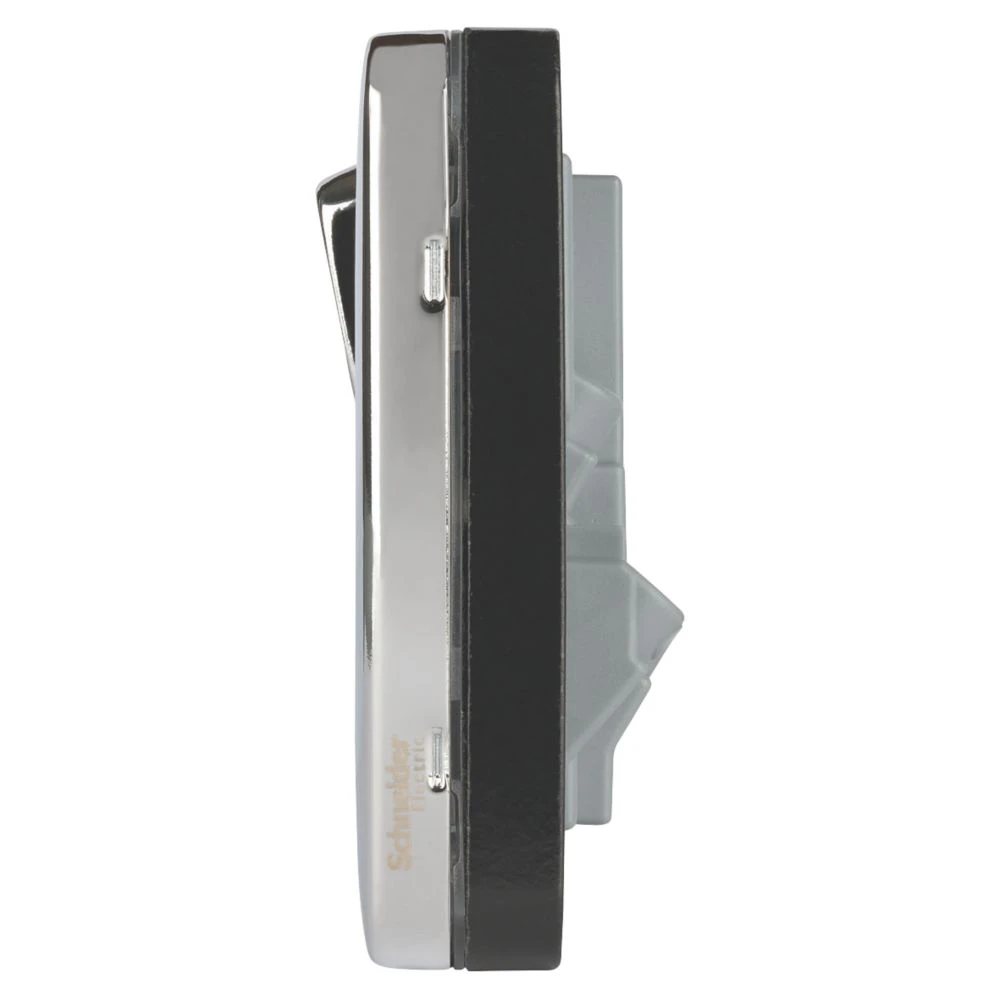 Schneider Electric Lisse Deco 13A 1-Gang SP Switched Socket + 2.1A 2-Outlet Type A USB Charger Polished Chrome With Black Inserts 5 Schneider Electric Lisse Deco 13A 1-Gang SP Switched Socket + 2.1A 2-Outlet Type A USB Charger Polished Chrome With Black Inserts - Image 3