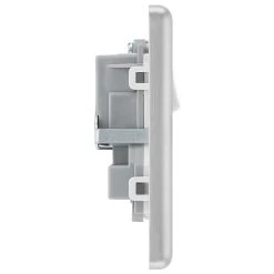 LAP 13A 2-Gang SP Switched Plug Socket Brushed Stainless Steel With White Inserts 5 Pack -British General Shop 1772C A5