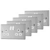 LAP 13A 2-Gang SP Switched Plug Socket Brushed Stainless Steel With White Inserts 5 Pack 1 LAP 13A 2-Gang SP Switched Plug Socket Brushed Stainless Steel With White Inserts 5 Pack -British General Shop 1772C P