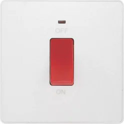 British General Evolve 45A 1-Gang 2-Pole Cooker Switch Pearlescent White With LED With White Inserts -British General Shop 177PY A2