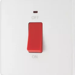 British General Evolve 45A 1-Gang 2-Pole Cooker Switch Pearlescent White With LED With White Inserts -British General Shop 177PY A3