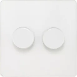 British General Evolve 2-Gang 2-Way LED Trailing Edge Double Push Dimmer With Rotary Control Pearlescent White With White Inserts -British General Shop 180PY A2
