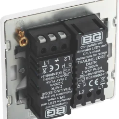British General Evolve 2-Gang 2-Way LED Trailing Edge Double Push Dimmer With Rotary Control Pearlescent White With White Inserts -British General Shop 180PY A4