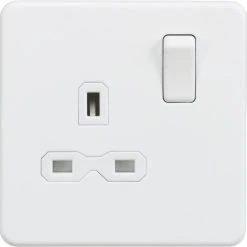 Knightsbridge SFR7000MW 13A 1-Gang DP Switched Single Socket Matt White With White Inserts