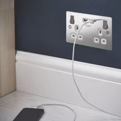 LAP 13A 2-Gang SP Switched Socket + 3.1A 2-Outlet Type A USB Charger Brushed Stainless Steel With White Inserts 15 LAP 13A 2-Gang SP Switched Socket + 3.1A 2-Outlet Type A USB Charger Brushed Stainless Steel With White Inserts -British General Shop 1861P A6
