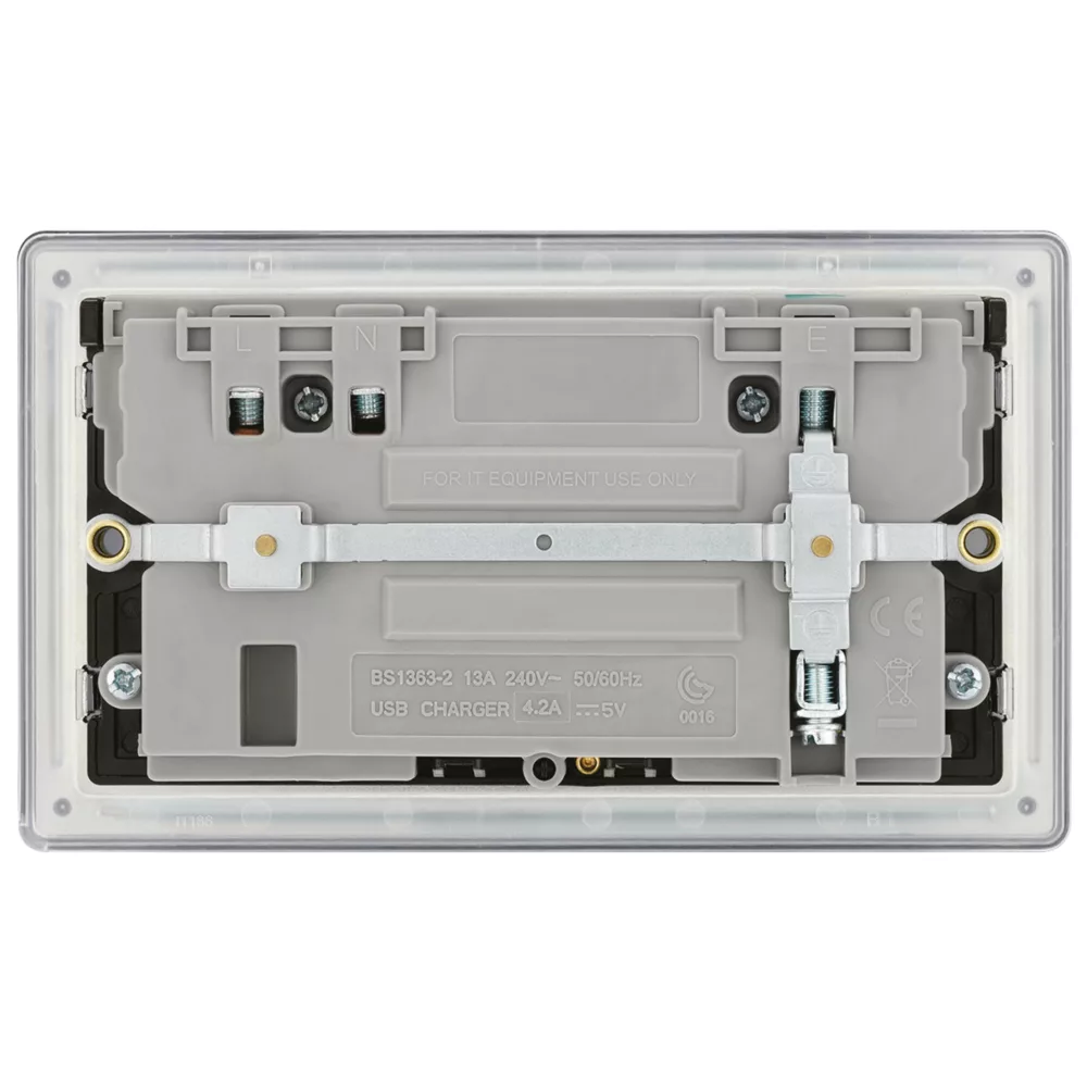 LAP 13A 2-Gang DP Switched Socket + 4.2A 2-Outlet Type A & C USB Charger Slate Grey With Black Inserts 6 LAP 13A 2-Gang DP Switched Socket + 4.2A 2-Outlet Type A & C USB Charger Slate Grey With Black Inserts - Image 4