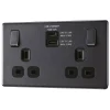 LAP 13A 2-Gang DP Switched Socket + 4.2A 2-Outlet Type A & C USB Charger Slate Grey With Black Inserts -British General Shop 186KJ P