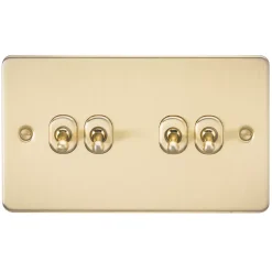 Knightsbridge FP4TOGBB 10AX 4-Gang 2-Way Light Switch Brushed Brass