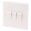 Essentials 10AX 3-Gang 2-Way Light Switch White -British General Shop 1892D P