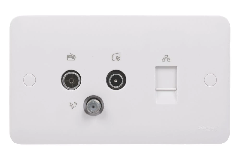Schneider Electric Lisse 2-Gang Quadruplex Multimedia Socket White With White Inserts 4 Schneider Electric Lisse 2-Gang Quadruplex Multimedia Socket White With White Inserts - Image 2