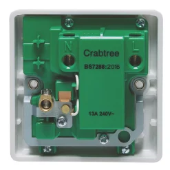 Crabtree Instinct 13A 1-Gang DP Switched Passive RCD Socket White -British General Shop 197HV A2