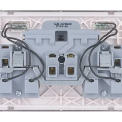Schneider Electric Lisse Deco 13A 2-Gang DP Switched Plug Socket Brushed Stainless Steel With White Inserts -British General Shop 199FF A3