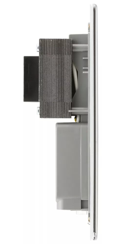 LAP 2-Gang Dual Voltage Shaver Socket 115 / 230V Brushed Stainless Steel With Graphite Inserts 5 LAP 2-Gang Dual Voltage Shaver Socket 115 / 230V Brushed Stainless Steel With Graphite Inserts - Image 3