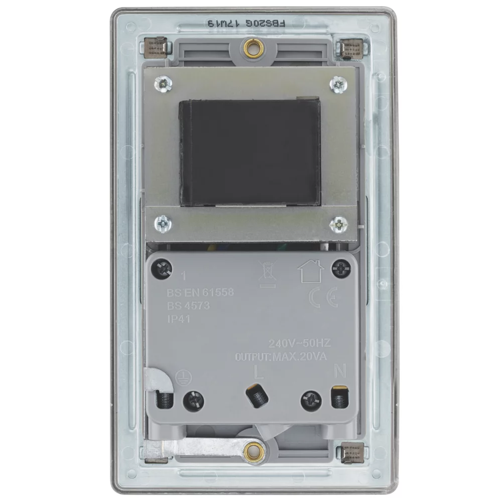 LAP 2-Gang Dual Voltage Shaver Socket 115 / 230V Brushed Stainless Steel With Graphite Inserts 6 LAP 2-Gang Dual Voltage Shaver Socket 115 / 230V Brushed Stainless Steel With Graphite Inserts - Image 4