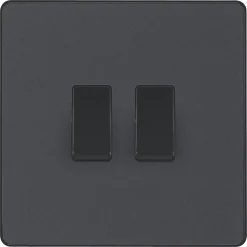 British General Evolve 20 A 16AX 2-Gang 2-Way Light Switch Grey With Black Inserts -British General Shop 201PY A2