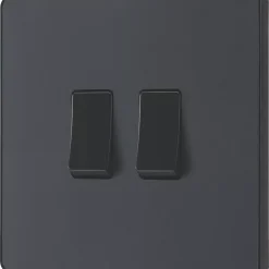 British General Evolve 20 A 16AX 2-Gang 2-Way Light Switch Grey With Black Inserts -British General Shop 201PY A3
