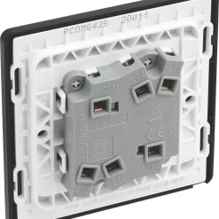 British General Evolve 20 A 16AX 2-Gang 2-Way Light Switch Grey With Black Inserts -British General Shop 201PY A4